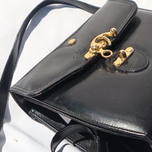 Vintage Black Leather Shoulder Bag 90s 2000s